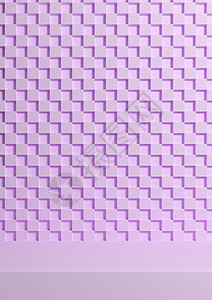 紫色正方形边框浅色 粉彩 薰衣草紫色 3d 插图简单的最小产品展示背景侧视图 用于化妆品摄影的方格十字图案背景背景