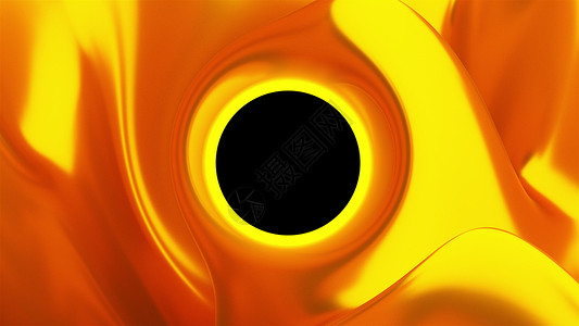 黄色圆形火焰带有金背景的黑洞海浪运动辉光螺旋金子旋转橙子中心星系活力背景
