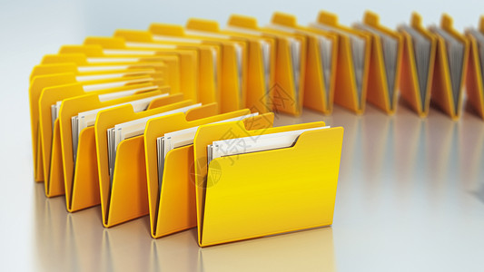 PPT目录页白色背景上孤立的圆形排列黄色文件夹 3D 插图商业档案官僚报告组织安全贮存电脑办公室网络背景