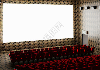 电影院插画空白的白色发光电影院屏幕 带有逼真的红色排座椅和空复制空间背景的椅子 电影首映和娱乐概念 3D插画渲染扶手椅运动戏剧会议视频体育背景