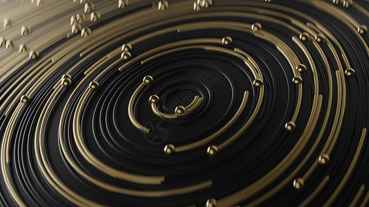 金色线条曲线圆形线上的金色和黑抽象的圆形曲线 加上模糊布基背景上的颗粒背景