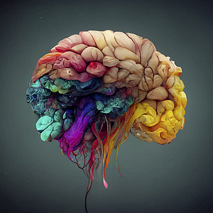 美丽多彩的人类大脑插图头脑智力医疗医疗保健健康心理背景图片