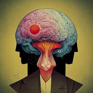 多彩大脑人类大脑的美丽真实的插图 笑声智力心理健康医疗医疗保健头脑背景