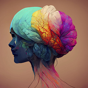 美丽多彩的人类大脑插图头脑健康医疗保健心理智力医疗背景图片
