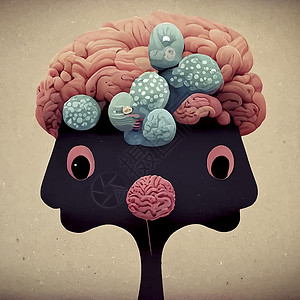 人类大脑的可爱插图心理头脑医疗保健智力健康医疗背景图片