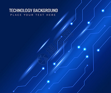 线条电路深蓝色背景中的矢量插图平滑线条 高科技数字技术概念 抽象的未来派 闪亮的线条背景界面横幅屏幕蓝色工程互联网电气数据科学网络背景