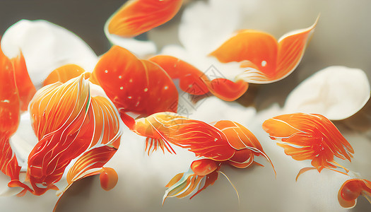3D金鱼3D 变成抽象的金鱼纹理背景装饰艺术梯子创造力动物热带风格橙子水族馆3d背景