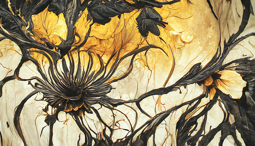 8k壁纸黑漆的壁纸 3D 插图K墙纸打印植物手绘纤维花园向日葵水彩收藏艺术背景