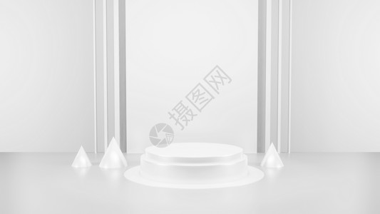 颁奖典礼设计白色和灰色工作室房间的几何形状背景 讲台显示或展示的最小模型 3D投影3d广告地面圆柱平台陈列柜展览销售竞赛圆圈背景