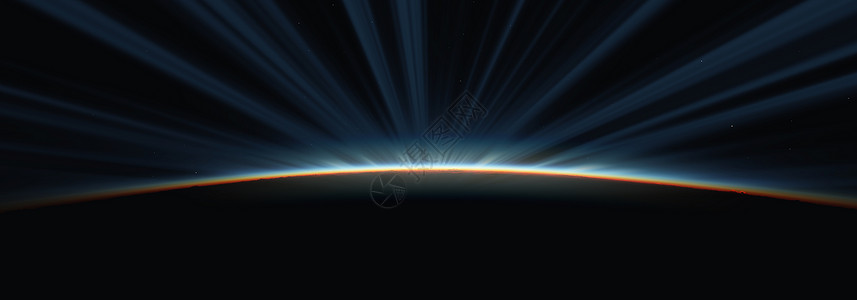 地球边缘从太空极光3d渲染的日出勘探星际射线科学太阳耀斑商业渲染星系插图背景