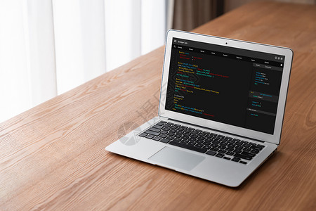 在计算机屏幕上制作软件开发程序 用于现代应用的计算机屏幕工程师代码小样职场桌面人员网页公司桌子程序员背景图片