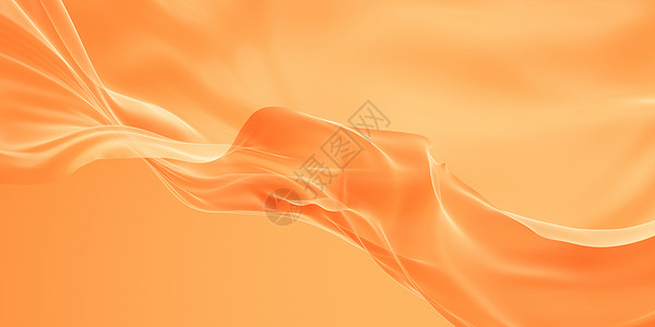 橙色曲线流橙色布底背景 3D交接液体丝绸纺织品皱纹曲线海浪柔软度窗帘布料棉布背景