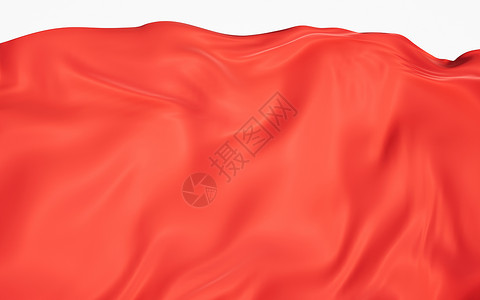 红色旗帜组合红布背景 3D交接庆典海浪织物节日液体窗帘渲染丝绸横幅皱纹背景