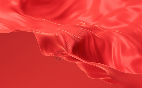 窗帘布料红布背景 3D交接棉布折叠液体庆典海浪丝绸皱纹曲线窗帘横幅背景