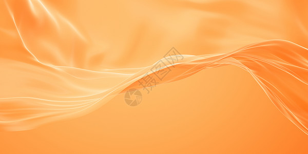 蓝灰波浪线条装饰底纹流橙色布底背景 3D交接涟漪柔软度波纹液体橙子皱纹棉布折叠丝绸纺织品背景