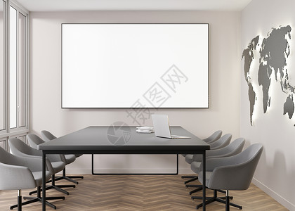 iPhoneX白模有空白的 空的电视屏幕的会议室 监控模拟 带 LCD 屏幕的商务会议室 可用于演示和广告 现代 现代的办公室 免费 复制空间 模背景