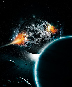 地球爆炸素材核心的卡拉密斯崩塌 黑暗星球即将爆炸的末日拍摄背景