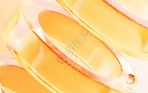 黄色几何光束有梯度颜色的透明玻璃 3D翻譯弯曲光泽度乐趣折射透明度水晶反射坡度光谱渲染背景
