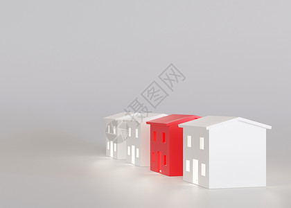 白色房子模型市场3d渲染高清图片