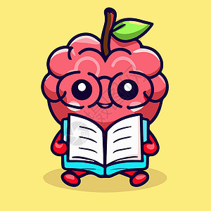 人类大脑的卡通插图 可爱的大脑阅读书头脑教育一部分智力心理学创造力天才人脑科学医疗背景图片