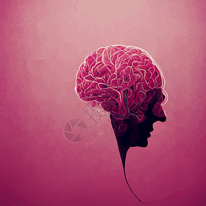 多彩大脑人类大脑的例证 人脑的粉红色 2d 插图一部分思维动画教育创造力天才科学心理学艺术药品背景