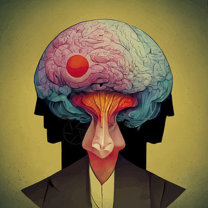 人类大脑的插图背景图片
