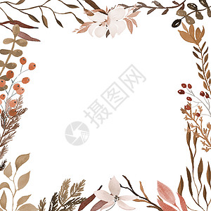 水彩花卉边框与花朵和叶子 春季装饰概念 花海报 邀请 装饰贺卡布局或邀请设计背景背景图片