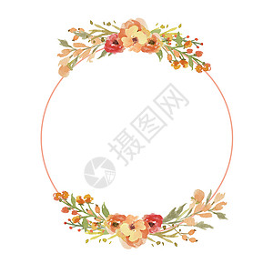 女生节花框装饰水彩花框圈 水彩贺卡 可用作婚礼 生日和其他节日的请柬 插图背景