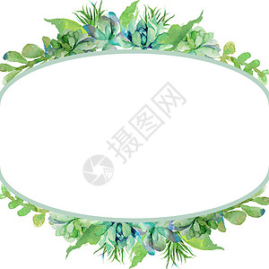 婚礼相册模板水彩花框 请柬 婚礼或生日贺卡 花束 水彩背景和花朵背景