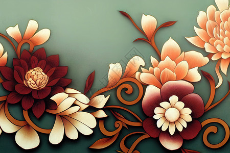 吊牌式边框美丽的花朵运动式边框元素 2d 样式背景