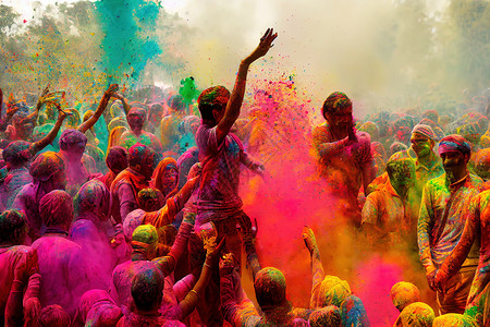 开曼察夫印度的印度传统色彩节Holi 庆典背景