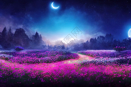 月亮仙子美丽仙子玫瑰花的图片背景 幻想童话背景