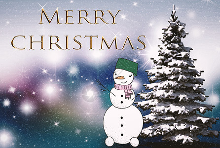 圣诞贺卡上贴着雪人的形象钟声打印插图假期礼物日历丝带雪花季节邀请函背景图片