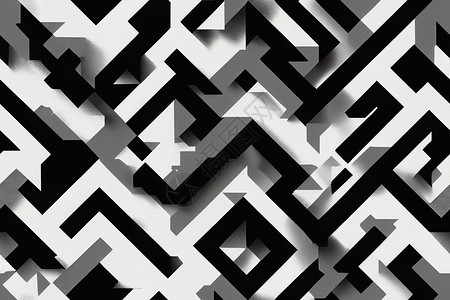 几何抽象黑色单色降级效果块纹理图形 Motif 无缝模式背景