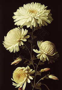 白色菊花的艺术插图图片