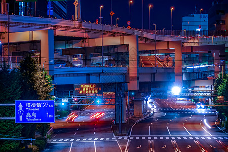 横滨公路夜景城市首都交通产业之路主路背景图片