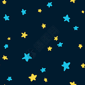 手绘星星装饰手绘紫蓝色外太空星系宇航员的无缝图案 星星行星小行星彗星土星月球织物印花男孩托儿所装饰宇宙飞船外星飞船艺术土星轨道彗星紫色苗圃打背景