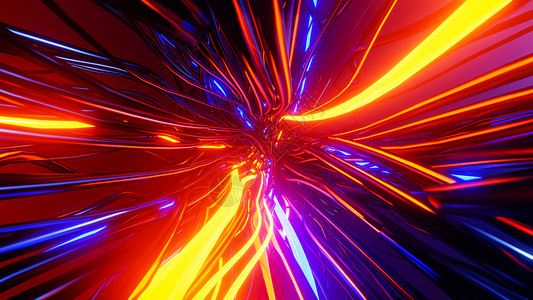 抽象爆炸飞过一连串闪光电缆 3D投影插图背景