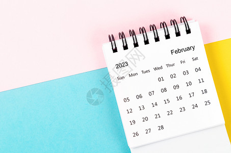 2023年的月度案头日历 历时2023年 在美丽的背景上英语文具桌子组织技术蓝色数字商业办公室日记背景图片