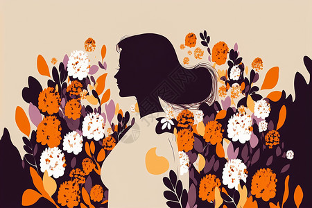 38节海报国际妇女节3月8日配花邀请函女孩插图植物假期庆典艺术女性框架渲染背景