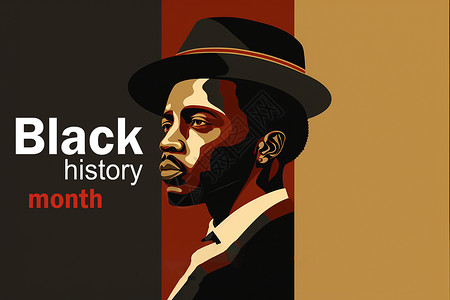 你好十月海报庆祝黑人历史月 插图设计图形黑人历史月背景