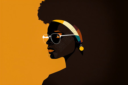 海报页元素黄色背景的非洲妇女 黑人历史月模板设计插图 非裔美国人历史 着陆页 模板 用户界面 横幅 传单 背景警察拳头标签力量文化墙纸领导背景