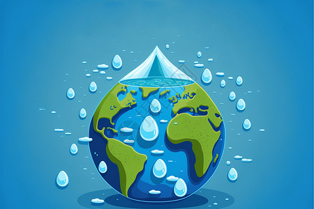 海洋世界海报生态学和世界水日概念的理念信息学习海洋蓝色活力行星环境横幅地球小册子背景