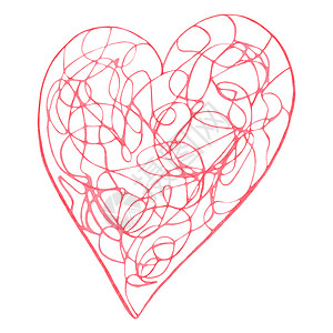 手绘红心红心由彩色笔画出 在白色背景上孤立的心脏形状草图节日假期手绘恋情涂鸦世界铅笔绘画迹象背景
