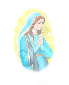 上帝啊玛丽圣母玛利亚肖像插图背景