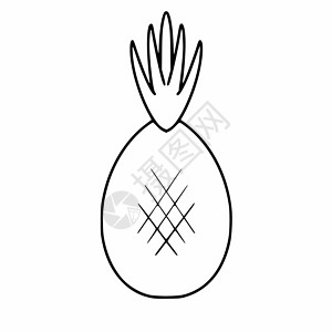 菠萝图标Doodle风格的菠萝 手持菠萝的矢量插图 夏季水果和蔬菜草图黑与白单线食物黄色染色图标维生素贴纸涂鸦背景
