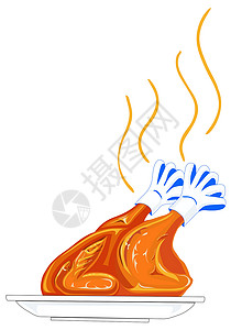 红油鸡片鸡盘子香料牛扒文化餐厅午餐火鸡油炸侧翼食物插画