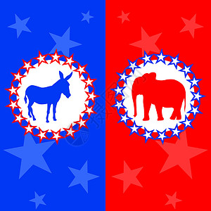 美洲动物美洲选举矢量插图红色爱国吉祥物星星流行音乐投票政治动物派对绘画设计图片