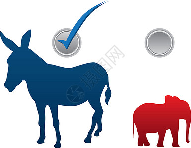 厚皮类动物美洲选举矢量插图蓝色投票爱国国家动物派对政治活动流行音乐厚皮设计图片
