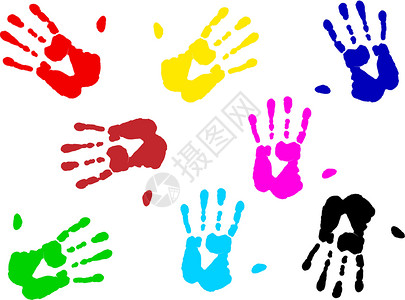按手印手指手印指纹手指黄色烙印创造力印象个性黑色身份绘画插图设计图片